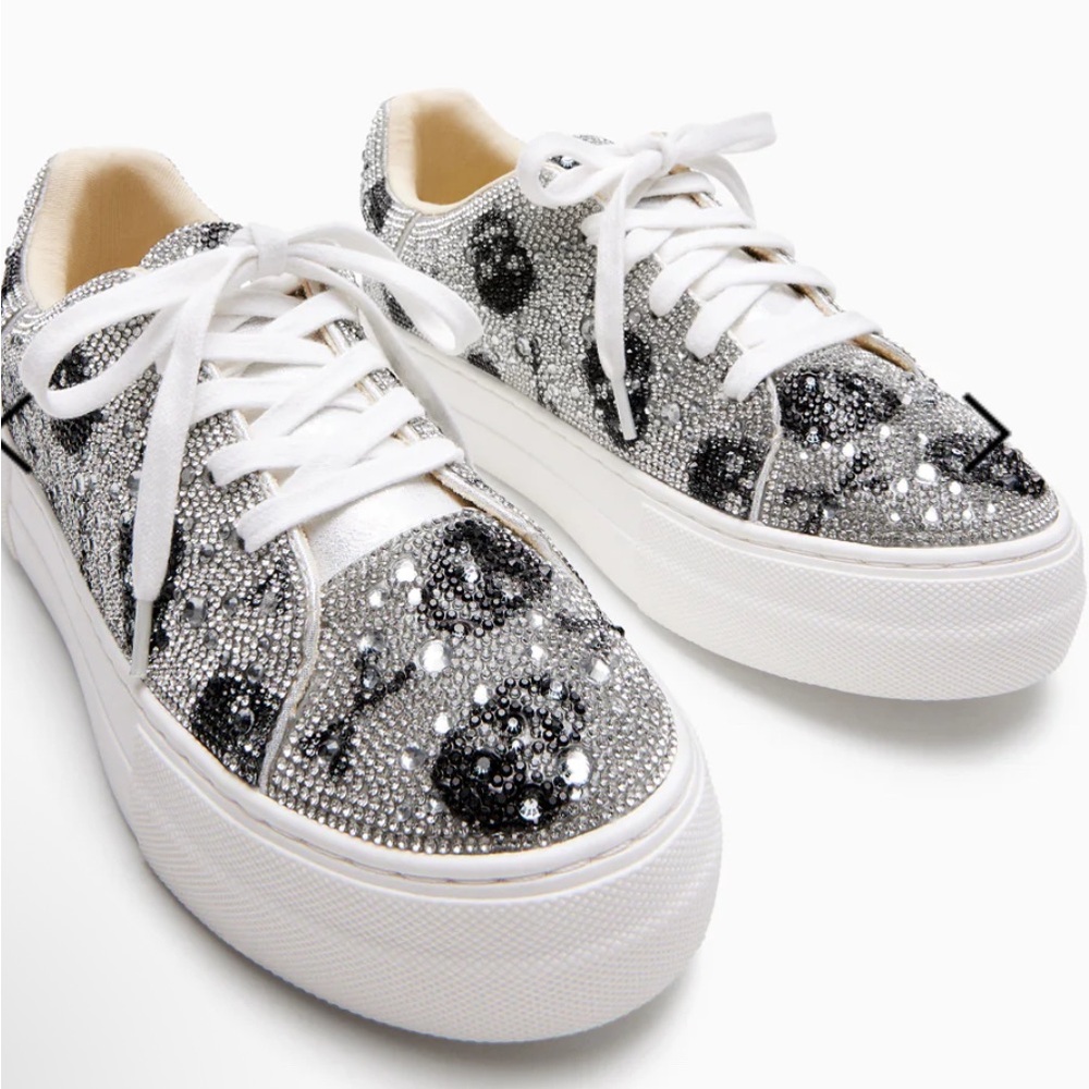 Betsey Johnson Women's Glitter Skull Sneakers